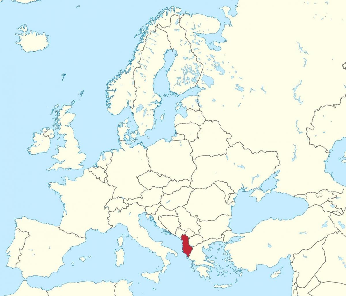 peta dari Albania di eropa