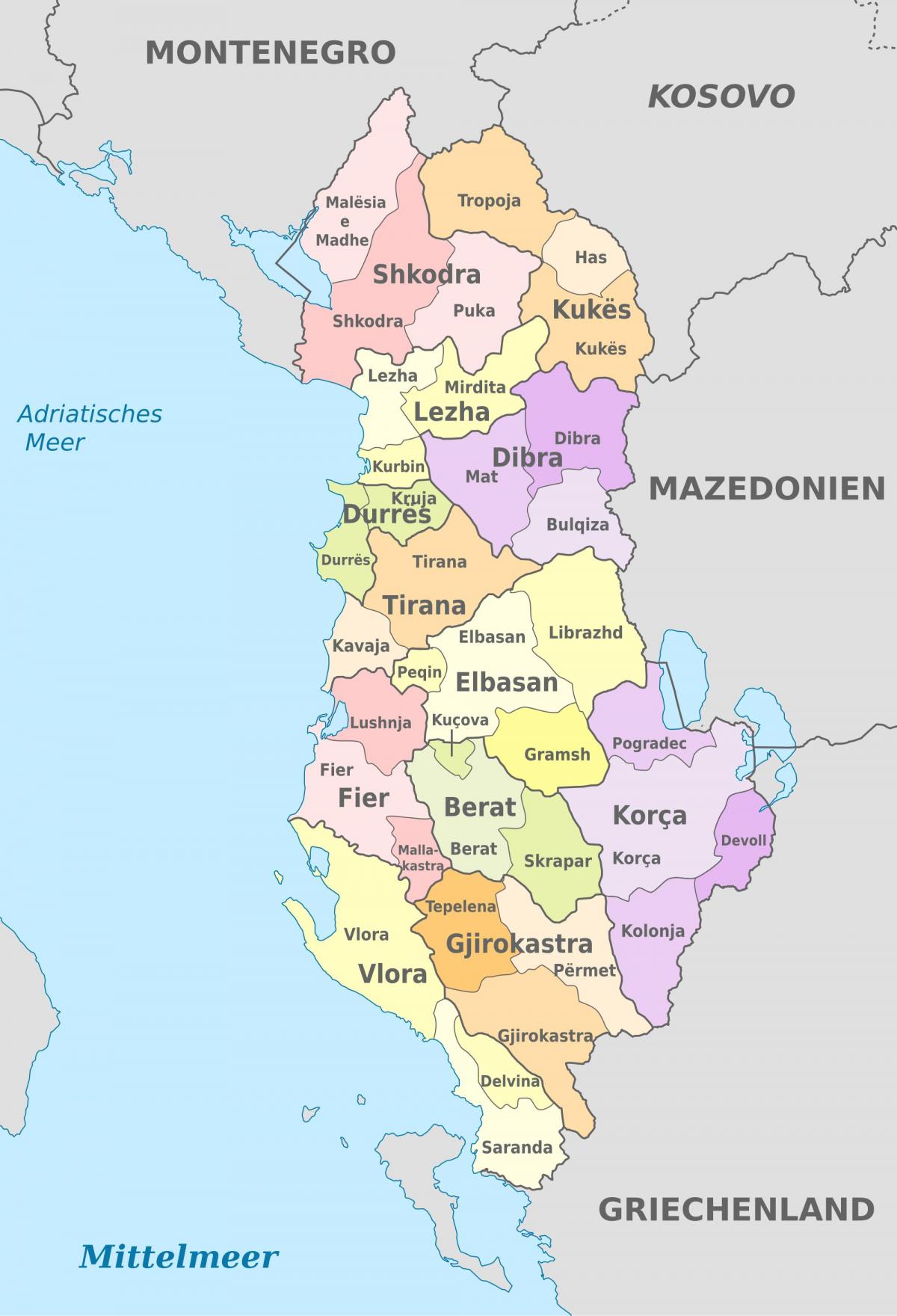 peta dari Albania politik