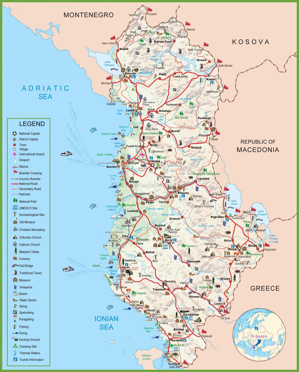 peta dari Albania wisata