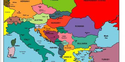 Peta eropa menunjukkan Albania