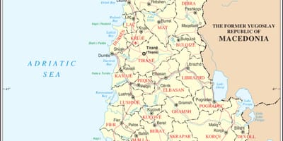 Peta dari Albania dengan kota-kota